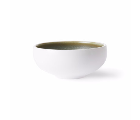 HK-living Bol Home Chef porcelaine blanche verte Ø11x5cm