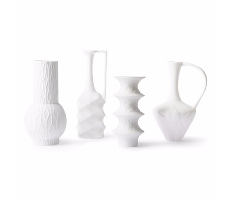 HK-living Jarrón Porcelana blanca mate set de 4 19/22/22 / 25cm