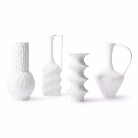 HK-living Jarrón Porcelana blanca mate set de 4 19/22/22 / 25cm