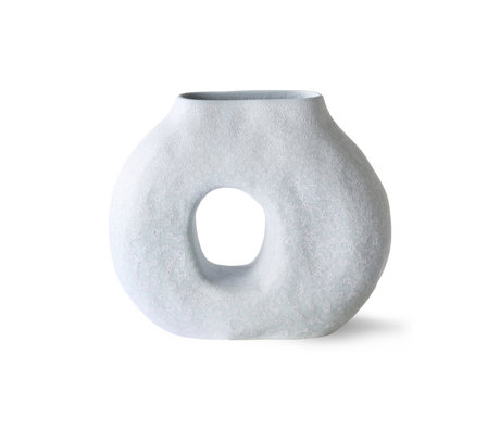 HK-living Vase Organic Circle eisblaue Keramik 23,5x9x20cm