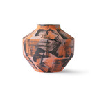HK-living Vase Brushed orange black ceramic Ø17.5x16cm