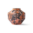 HK-living Vaso Ceramica nera spazzolata arancione Ø17,5x16cm