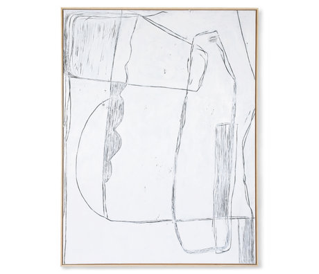 HK-living Cadre d'art Brutalisme toile blanche 123x4x163cm