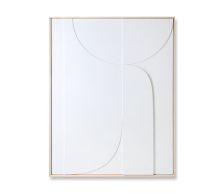 HK-living Cadre d'art Relief B bois blanc 100x4x123cm