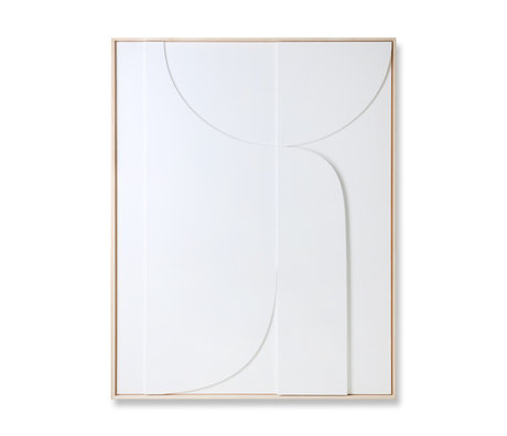 HK-living Marco de arte Relief B madera blanca 100x4x123cm