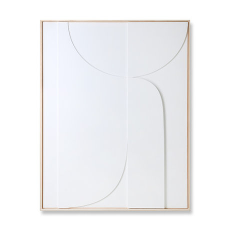 HK-living Cadre d'art Relief B bois blanc 100x4x123cm