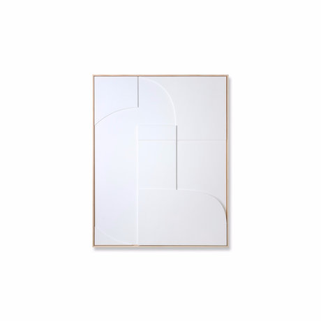 HK-living Marco de arte Relief B madera blanca 63x4x83cm