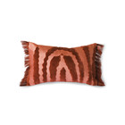 HK-living Throw pillow Fringed Velvet Tiger red textile 25x40cm