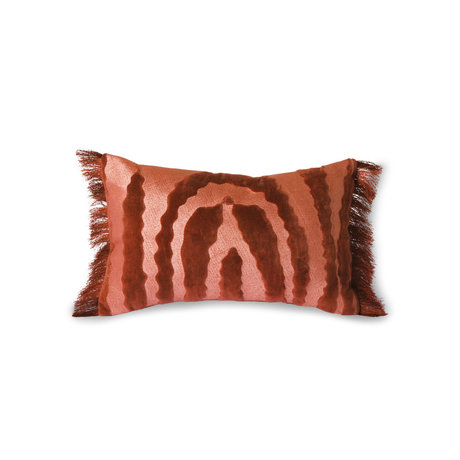 HK-living Coussin décoratif Fringed Velvet Tiger textile rouge 25x40cm