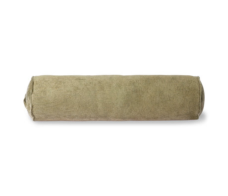 HK-living Roll cushion Corduroy Bolster green textile 20x70cm