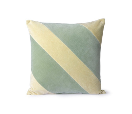HK-living Throw pillow Striped Velvet green textile 45x45cm