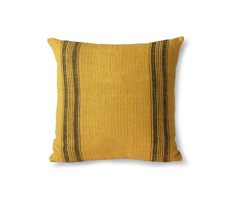 HK-living Cojín Lino textil amarillo mostaza 45x45cm