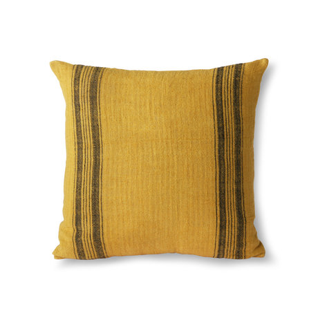 HK-living Cuscino decorativo Lino giallo senape tessile 45x45cm