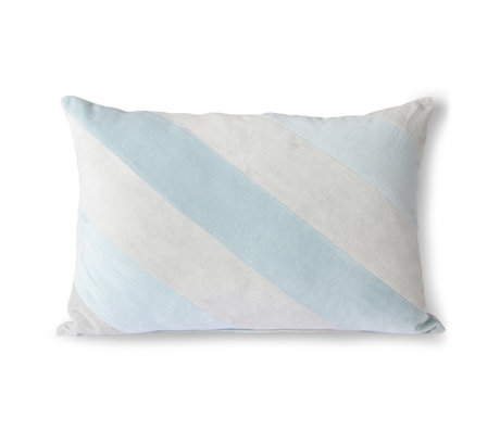 HK-living Coussin décoratif Striped Velvet textile bleu glace 40x60cm