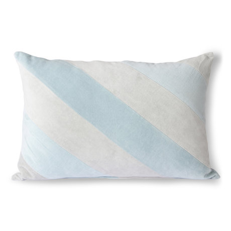 HK-living Coussin décoratif Striped Velvet textile bleu glace 40x60cm