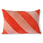 HK-living Decorative pillow Striped Velvet red pink textile 40x60cm