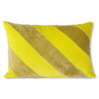 HK-living Decorative cushion Striped Velvet yellow green textile 40x60cm