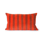 HK-living Coussin décoratif Velours rayé textile rouge 30x50cm