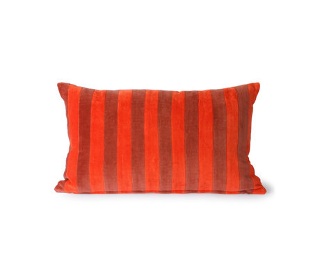 HK-living Coussin décoratif Velours rayé textile rouge 30x50cm