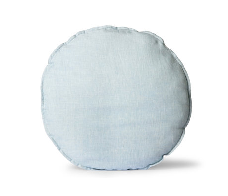 HK-living Cuscino sedile Lino Rotondo tessuto blu ghiaccio Ø60cm