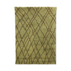 HK-living Tæppe Zigzag olivengrøn brun uld 180x280cm