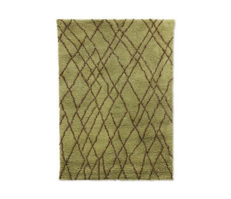 HK-living Alfombra Zigzag verde oliva marrón lana 180x280cm