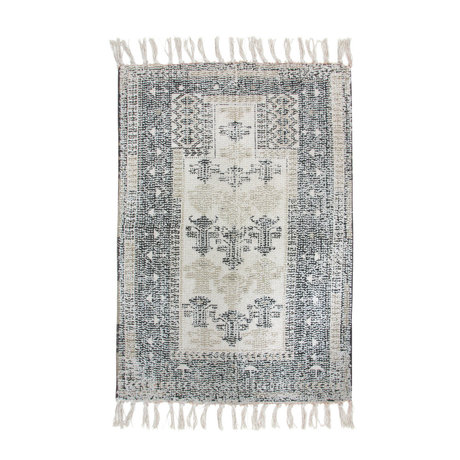 HK-living Tapis de bain Overtufté textile noir et blanc 60x90cm