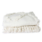 HK-living Bedspread fringed white textile 270x270cm