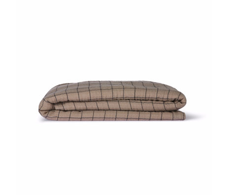 HK-living Copriletto a scacchi Sherpa Throw tessuto marrone 130x170cm