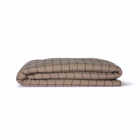 HK-living Copriletto a scacchi Sherpa Throw tessuto marrone 130x170cm