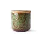 HK-living Bougie Boudoir Floral brun bois vert céramique Ø10.5x10cm