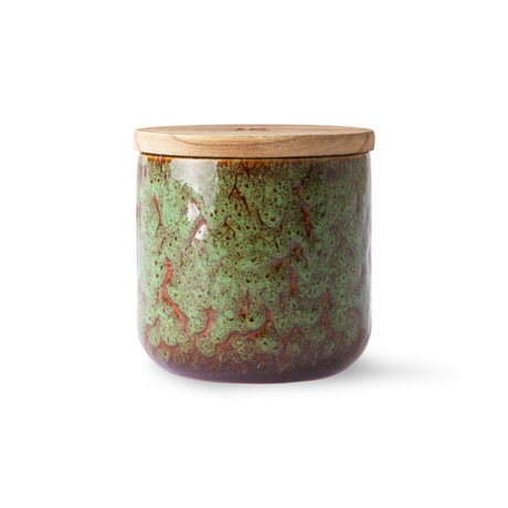 HK-living Lys Floral Boudoir brungrøn træ keramik Ø10,5x10cm