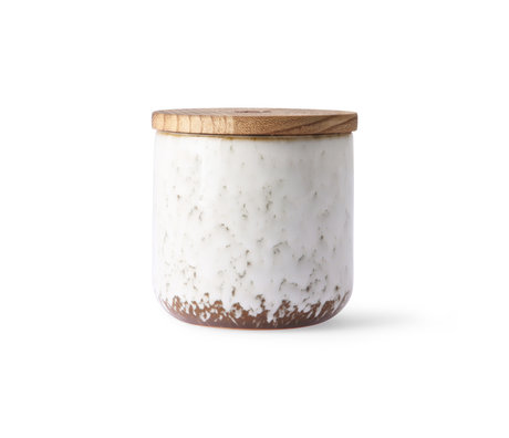 HK-living Candle Floral Boudoir brown white wood ceramic Ø10.5x10cm