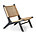 HK-living Chaise longue Webbing bois de rotin noir marron 64x75x79cm