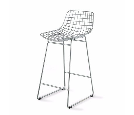 HK-living Chaise de bar Wire argent chromé 42x47x89cm