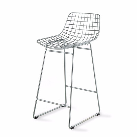 HK-living Chaise de bar Wire argent chromé 42x47x89cm