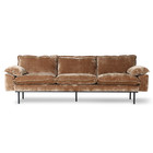 HK-living Sofa 4-Sitzer Retro Velvet Cord rostbraunes Textil 245x94x83cm