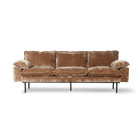 HK-living Sofa 3-seater Retro Velvet Corduroy rust brown textile 225x94x83cm
