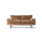 HK-living Sofa 2-pers. Retro fløjl Corduroy rustbrun tekstil 175x94x83cm