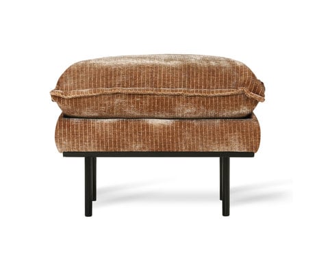 HK-living Hocker Retro Velvet Pana textil marrón óxido 72x65x46cm