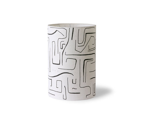 HK-living Lampshade Printed Cylinder black white textile Ø24.5x37cm