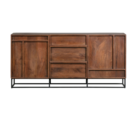 WOOOD Sideboard Forrest 2-türig mit Schubladen Mango Holz 75x160x44cm