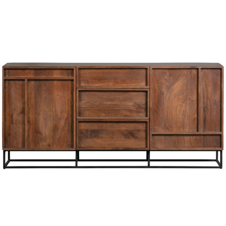 WOOOD Sideboard Forrest 2-türig mit Schubladen Mango Holz 75x160x44cm