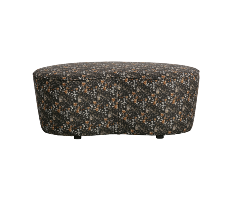 BePureHome Bankje Maccheroni fiore acquerello nero fluweel 42x110x79cm