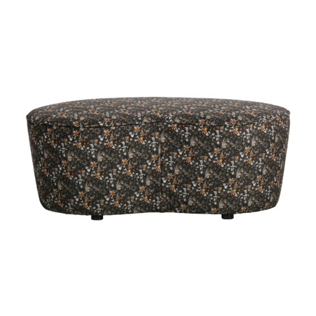 BePureHome Bankje Maccheroni fiore acquerello nero fluweel 42x110x79cm
