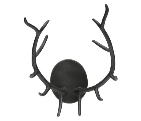 WOOOD Decoratie Gewei Antler zwart metaal 50x34x32cm