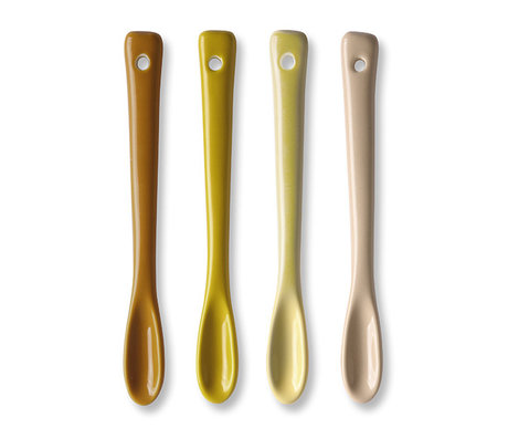 HK-living Teaspoon set of 4 bold and plain ceramics 12.4 x 1.4 x 0.8 cm