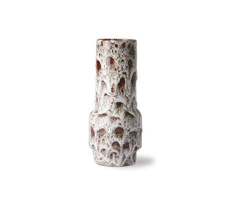 HK-living Vase Retro Lava weiße Keramik 8,5 x 8,5 x 20,5 cm