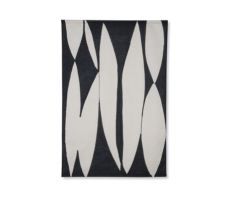 HK-living Tapiz abstracto mapa blanco y negro algodón 97x2x147cm