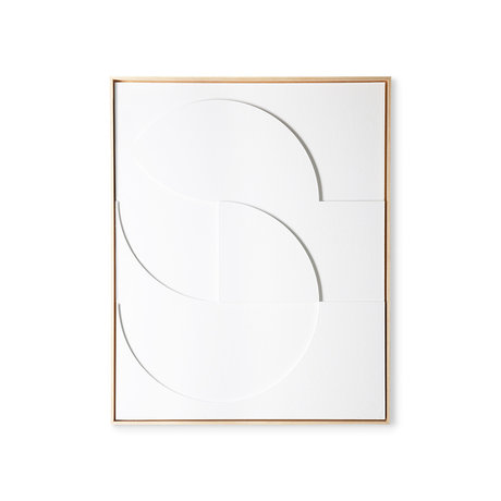 HK-living Quadro artistico con cornice in rilievo pannello artistico bianco D grande 80x4x100cm